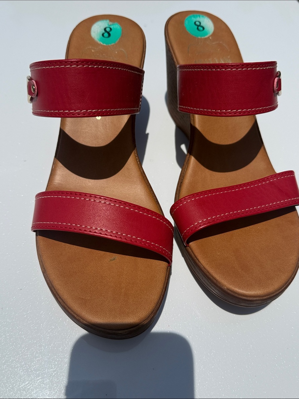 Red Double-Strap Women’s Slide Sandals
